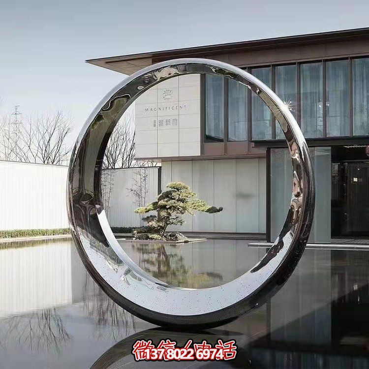 精美幾何雕塑不銹鋼鏡面圓環(huán)會(huì)所廣場戶外裝飾