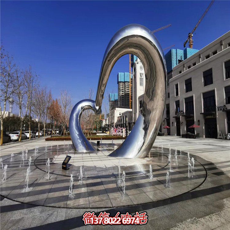 不銹鋼圓形雕塑精致工藝，拋光鏡面，抽象藝術(shù)