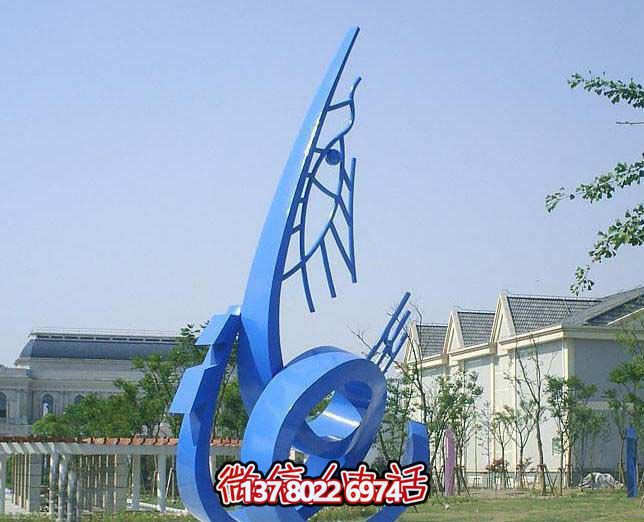 藍色不銹鋼魚雕塑，簡約裝飾街道