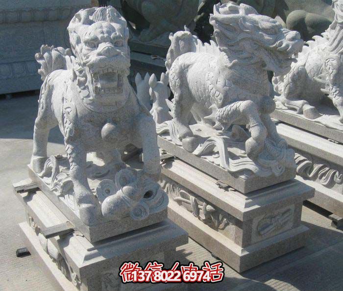 精美大理石石雕麒麟雕塑，一件精致的家居裝點品