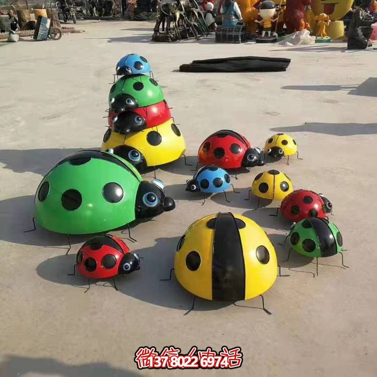 七星仿真玻璃鋼瓢蟲(chóng)雕塑，園林景觀裝飾