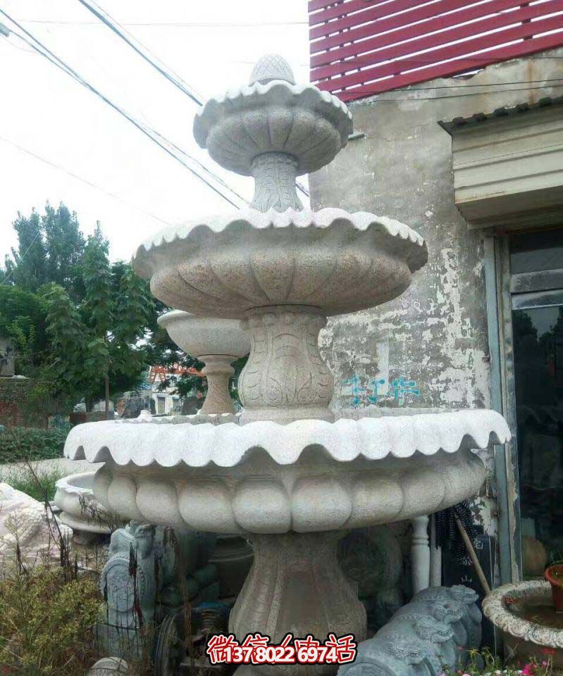 精美多層石雕景觀噴泉，打造完美公園