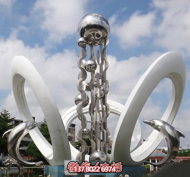 海豚個性不銹鋼雕塑，大型廣場裝飾裝置