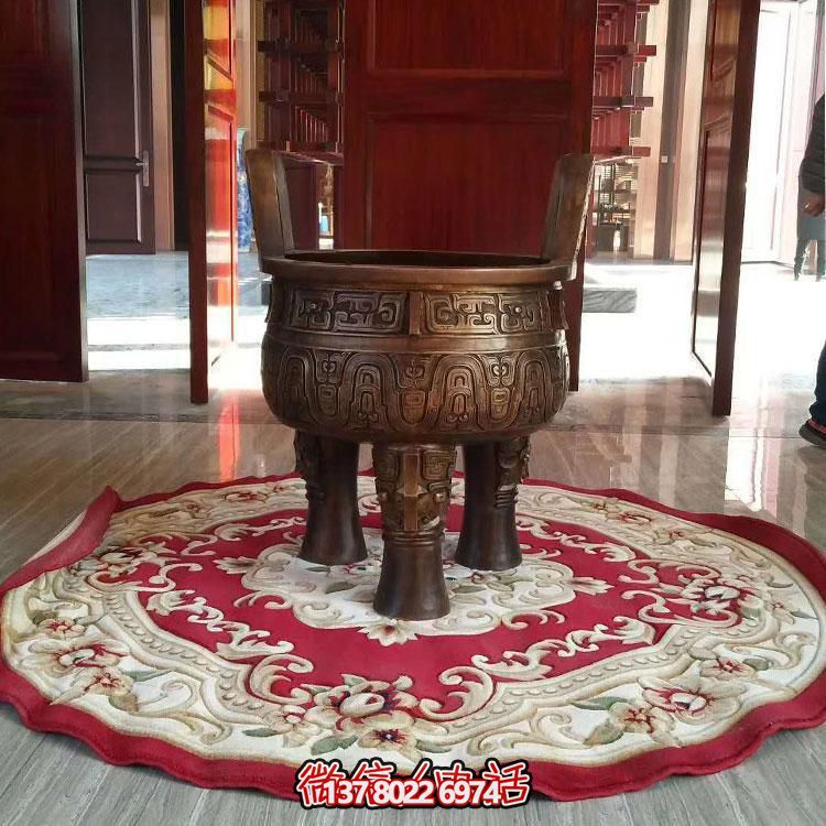 純銅鼎仿古香爐擺件，圓潤家居裝飾