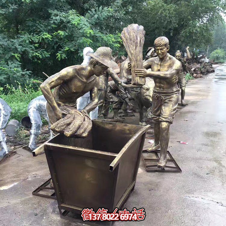 中國民俗——打麥子、勞動(dòng)、人物雕塑