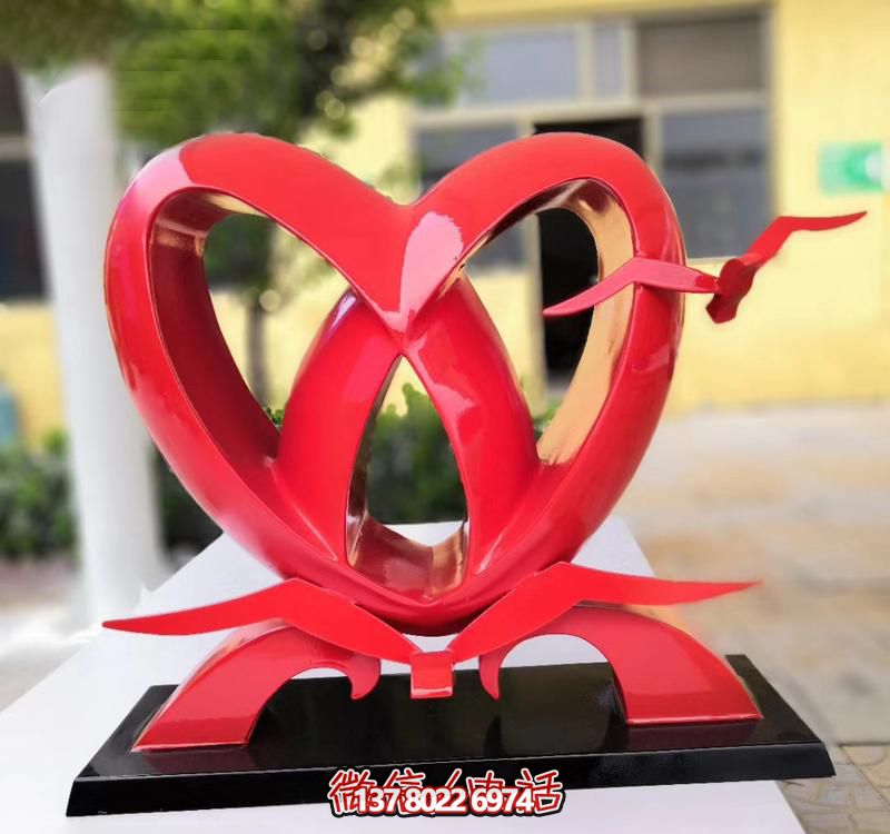 不銹鋼愛心雕塑，裝飾公園擺件