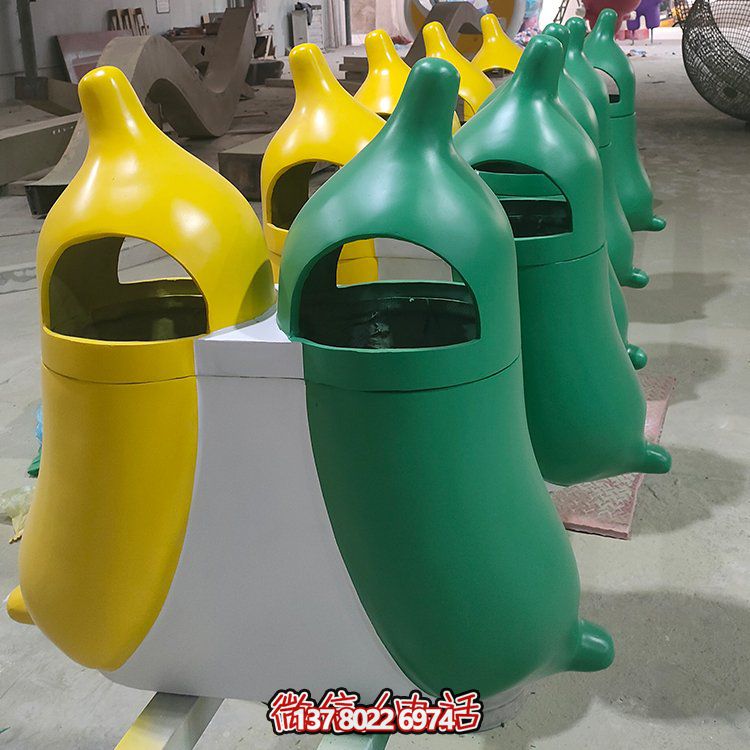 創(chuàng)意玻璃鋼垃圾桶，家庭園林裝飾擺件