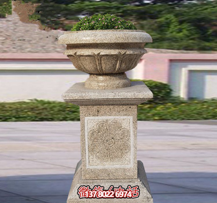 精美石雕花缽，添彰歐式庭院裝飾