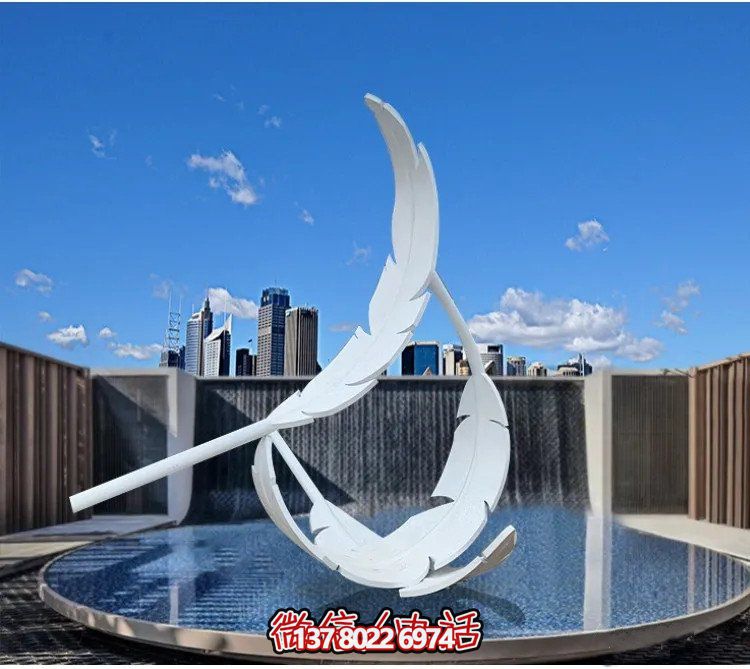 大型不銹鋼鏡面羽毛雕塑，創(chuàng)意園林景觀裝置