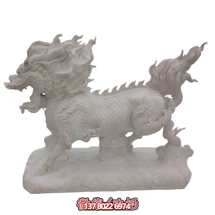 傳承漢白玉石雕麒麟雕塑，美化景區戶外環境