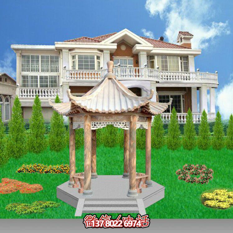 中式風格涼亭，寧靜休息，美景欣賞