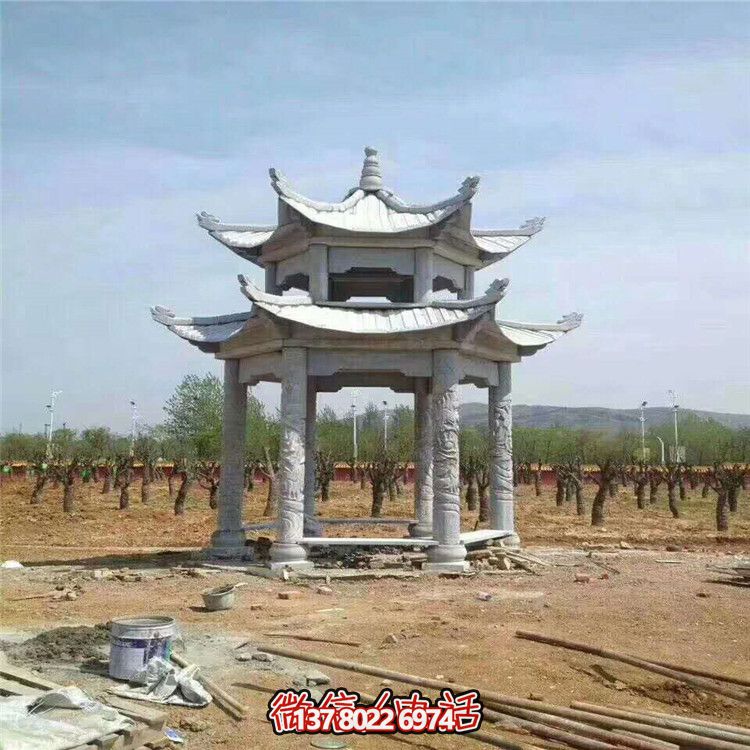 雙層雕塑涼亭，為景區、園林、戶外環境提供視覺美感