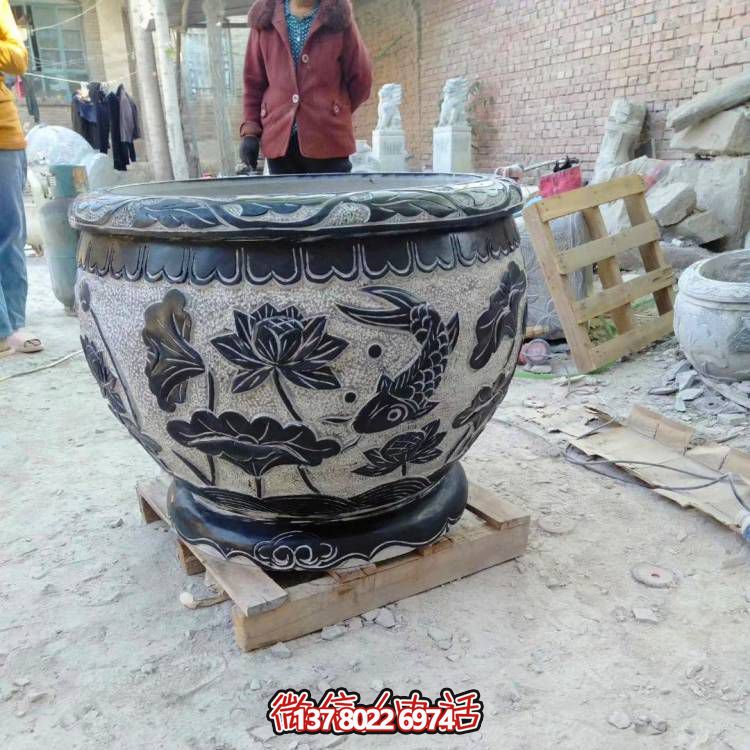 天然石頭缸，仿古雕刻，裝點家園