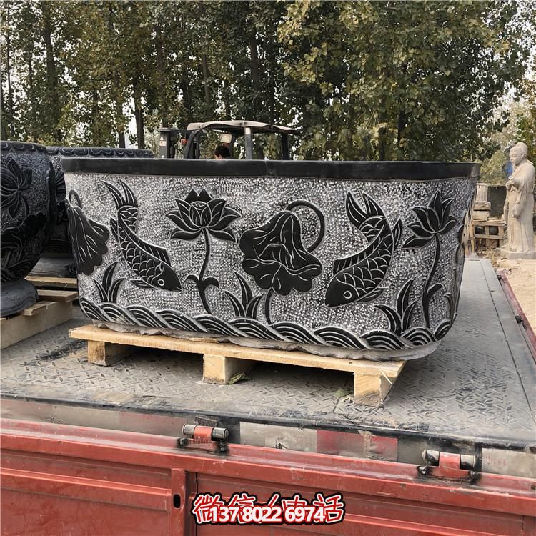 精美青石雕刻橢圓花盆，打造完美庭院戶外環境