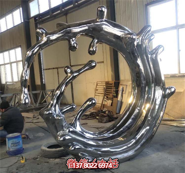 不銹鋼海浪雕塑，鏡面裝飾公園