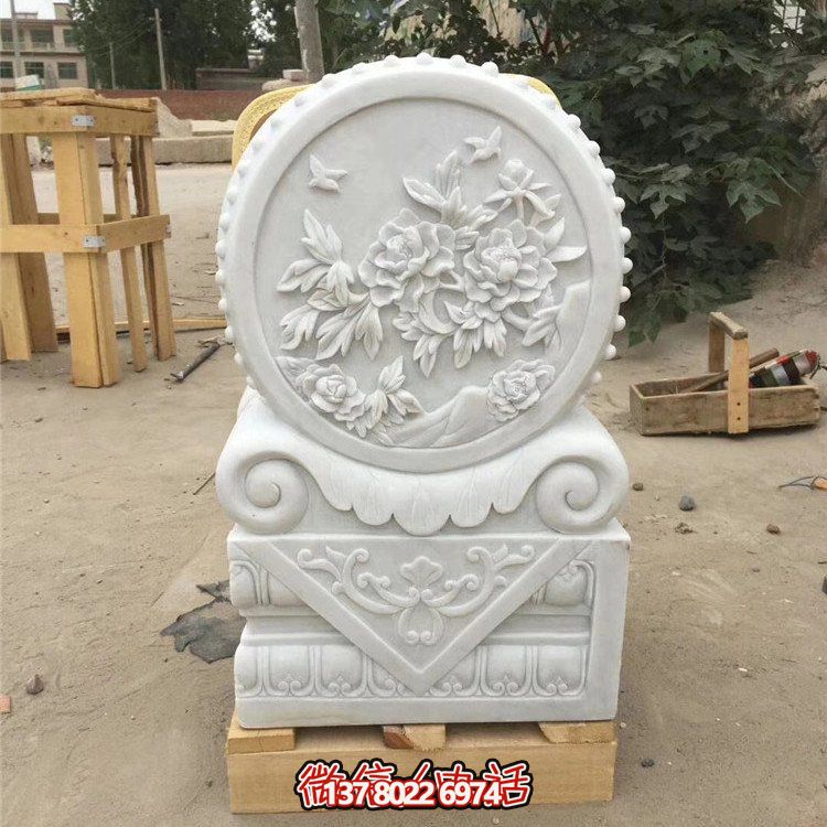 經典石雕藝術，漢白玉石雕大理石門口門墩鎮宅鼓抱雕塑戶外裝飾