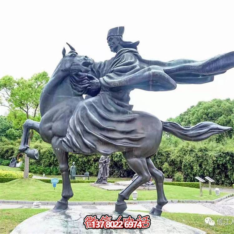 古典仿銅騎馬雕塑，玻璃鋼創(chuàng)意廣場裝飾