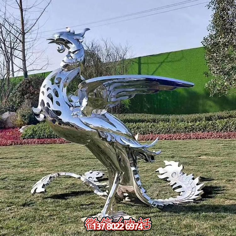 精美不銹鋼鳳凰雕塑，裝飾您的室外景觀