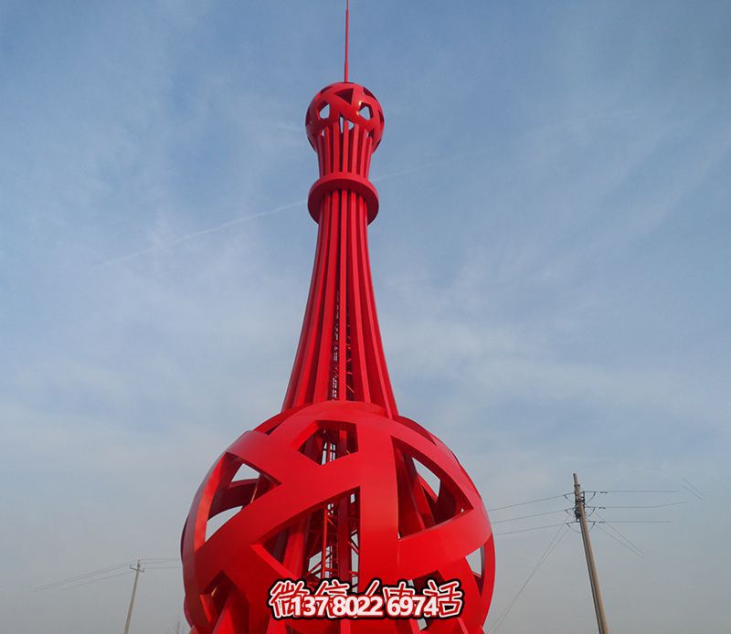 城市不銹鋼抽象紅色避雷針雕塑 城市不銹鋼抽象紅色避雷針雕塑