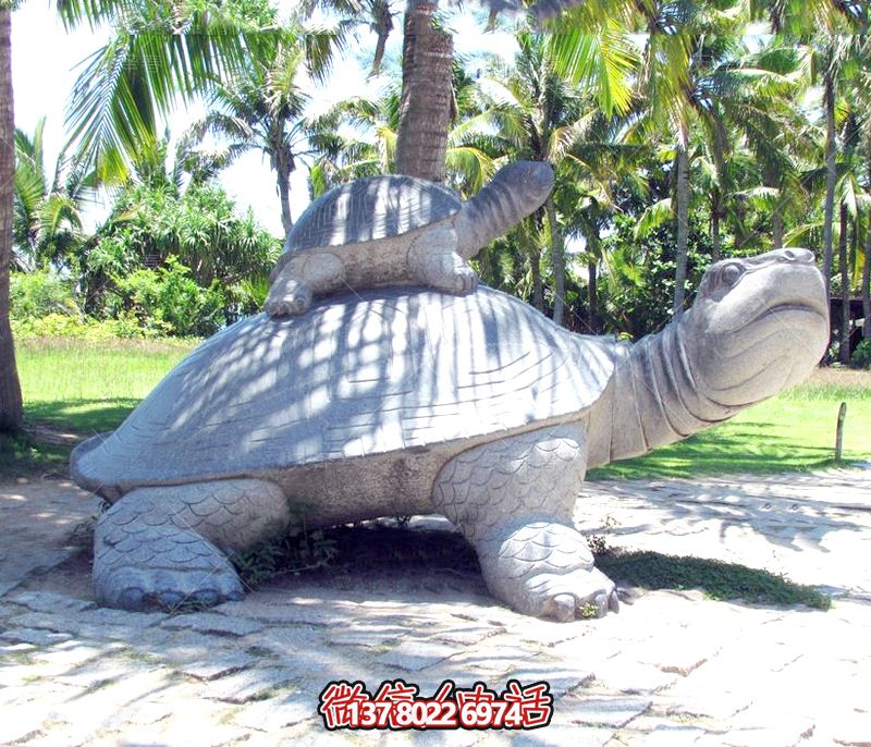 戶外大理石小烏龜趴著大烏龜雕塑 戶外大理石小烏龜趴著大烏龜雕塑
