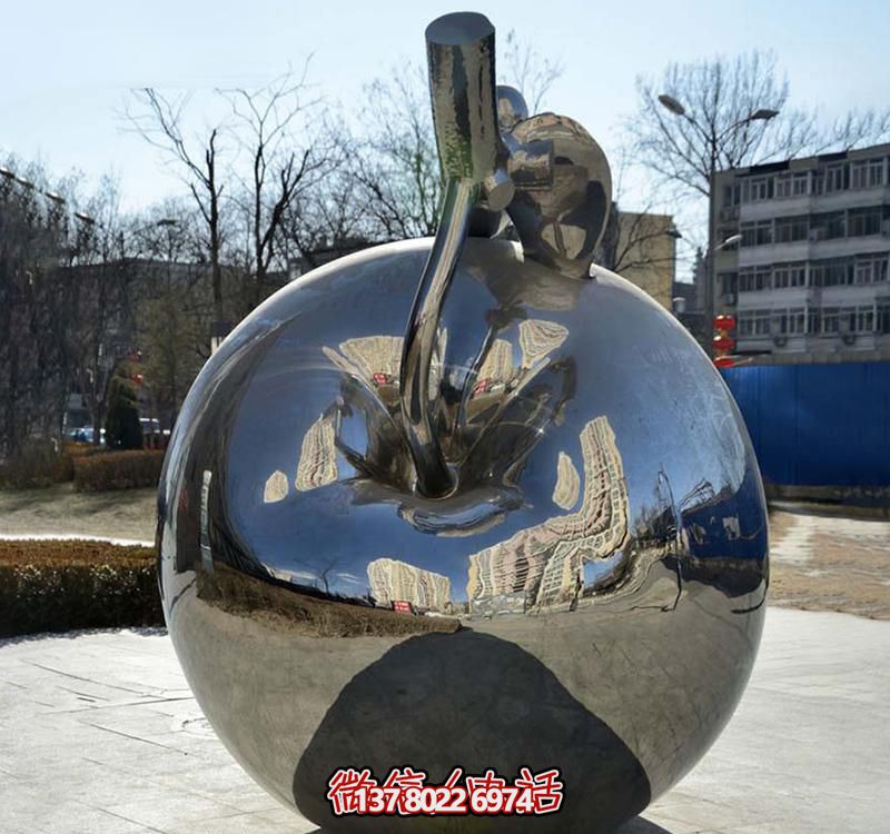 學校企業拋光不銹鋼蘋果雕塑 學校企業拋光不銹鋼蘋果雕塑