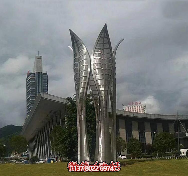 公園大型抽象不銹鋼樹(shù)葉雕塑