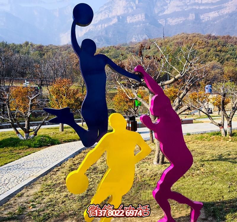 公園擺放剪影不銹鋼打籃球運動人物雕塑 公園擺放剪影不銹鋼打籃球運動人物雕塑