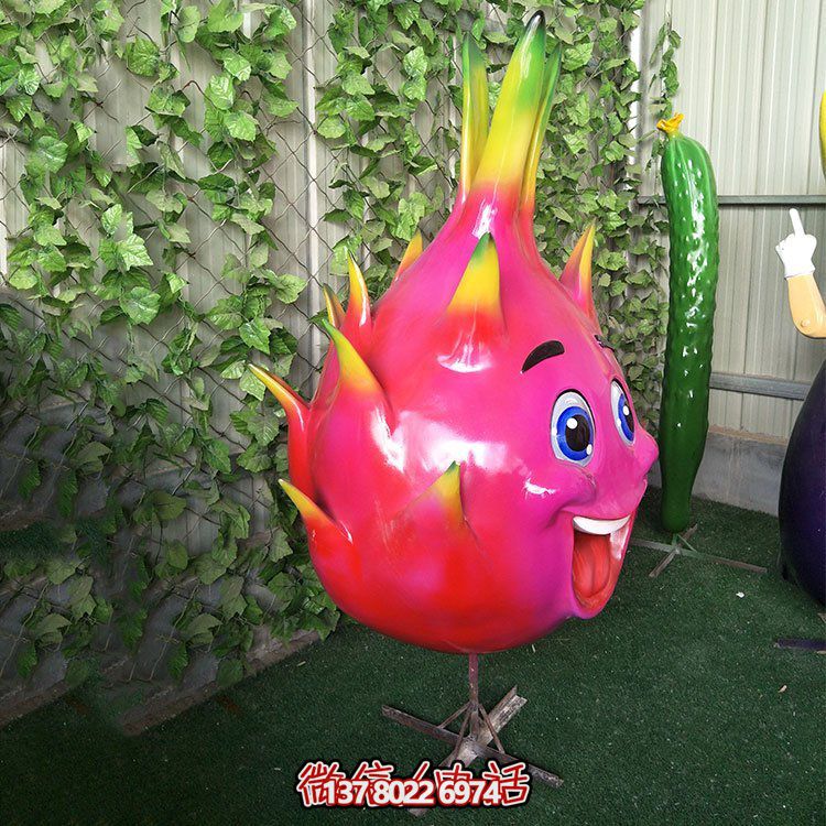 玻璃鋼火龍果，火龍果卡通公仔