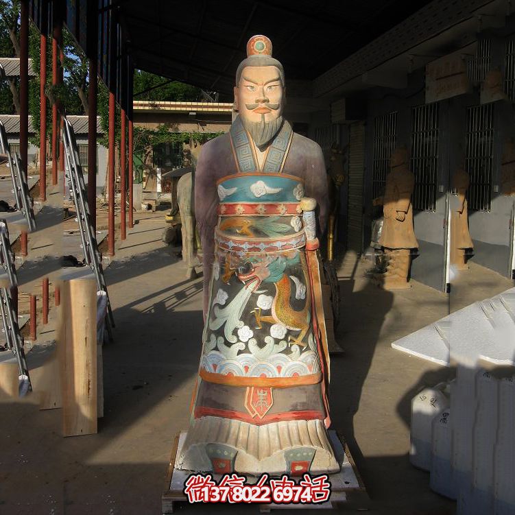 廣場園林玻璃鋼彩繪秦始皇塑像 廣場園林玻璃鋼彩繪秦始皇塑像