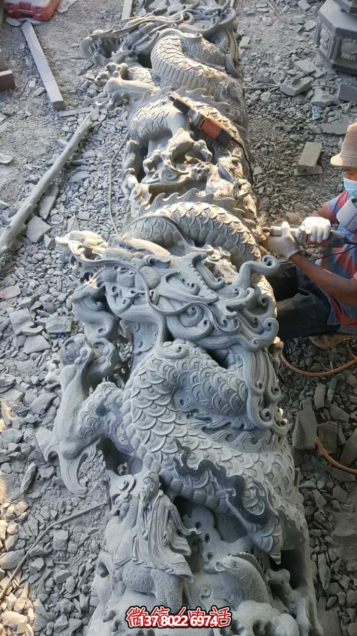 石雕盤龍柱雕刻 石雕盤龍柱雕刻