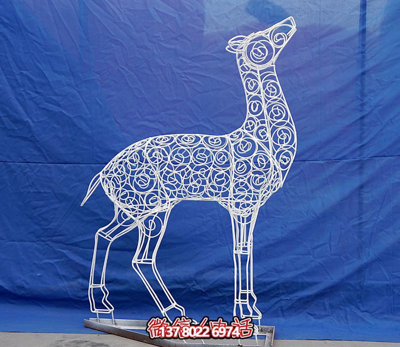 不銹鋼鏤空創意梅花鹿雕塑 不銹鋼鏤空創意梅花鹿雕塑