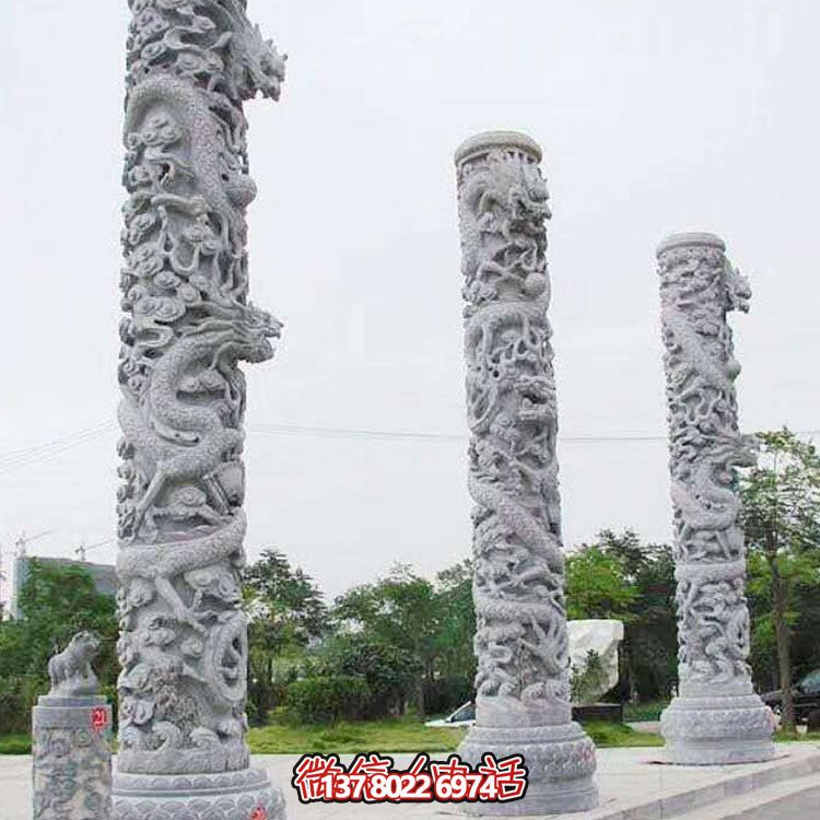城市別墅廣場華表龍紋雕刻 城市別墅廣場華表龍紋雕刻