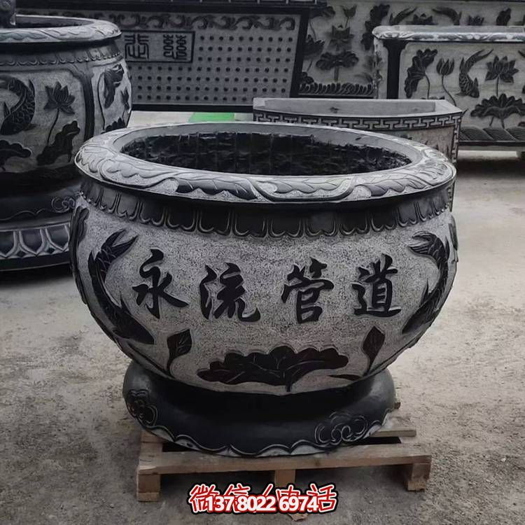 室外養(yǎng)魚(yú)池裝飾擺件大型天然圓形水缸