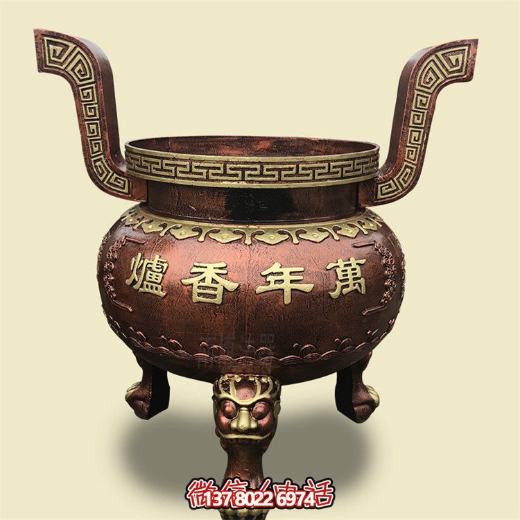家用銅雕上香祈福鼎，香爐雕塑