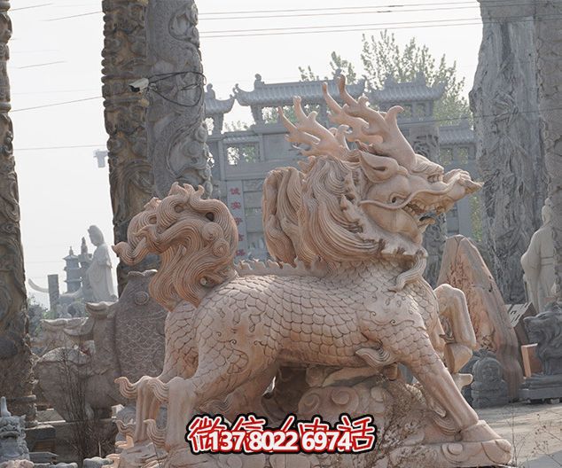 景區大型動物景觀石雕麒麟雕塑 景區大型動物景觀石雕麒麟雕塑