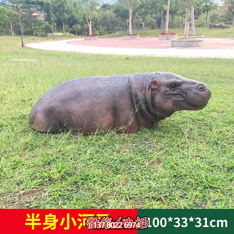 草坪創(chuàng)意抽象不銹鋼仿銅半身小河馬雕塑 草坪創(chuàng)意抽象不銹鋼仿銅半身小河馬雕塑