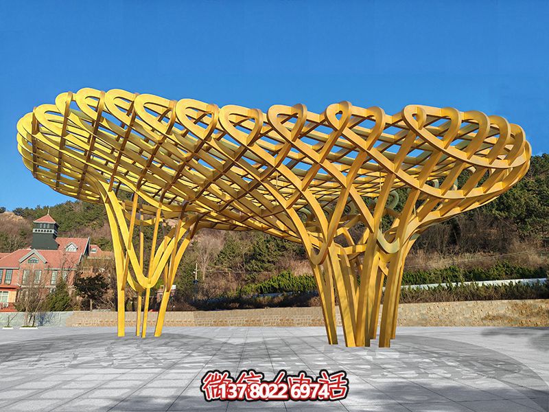 抽象不銹鋼鳥(niǎo)巢雕塑